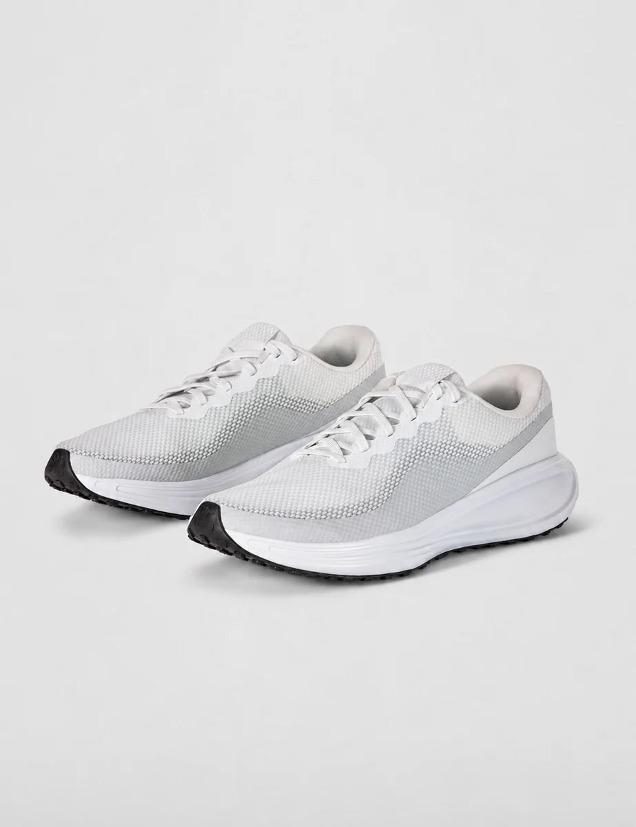 Men's Mesh Lace-Up Trainers in White Bright Crimson, view 6.