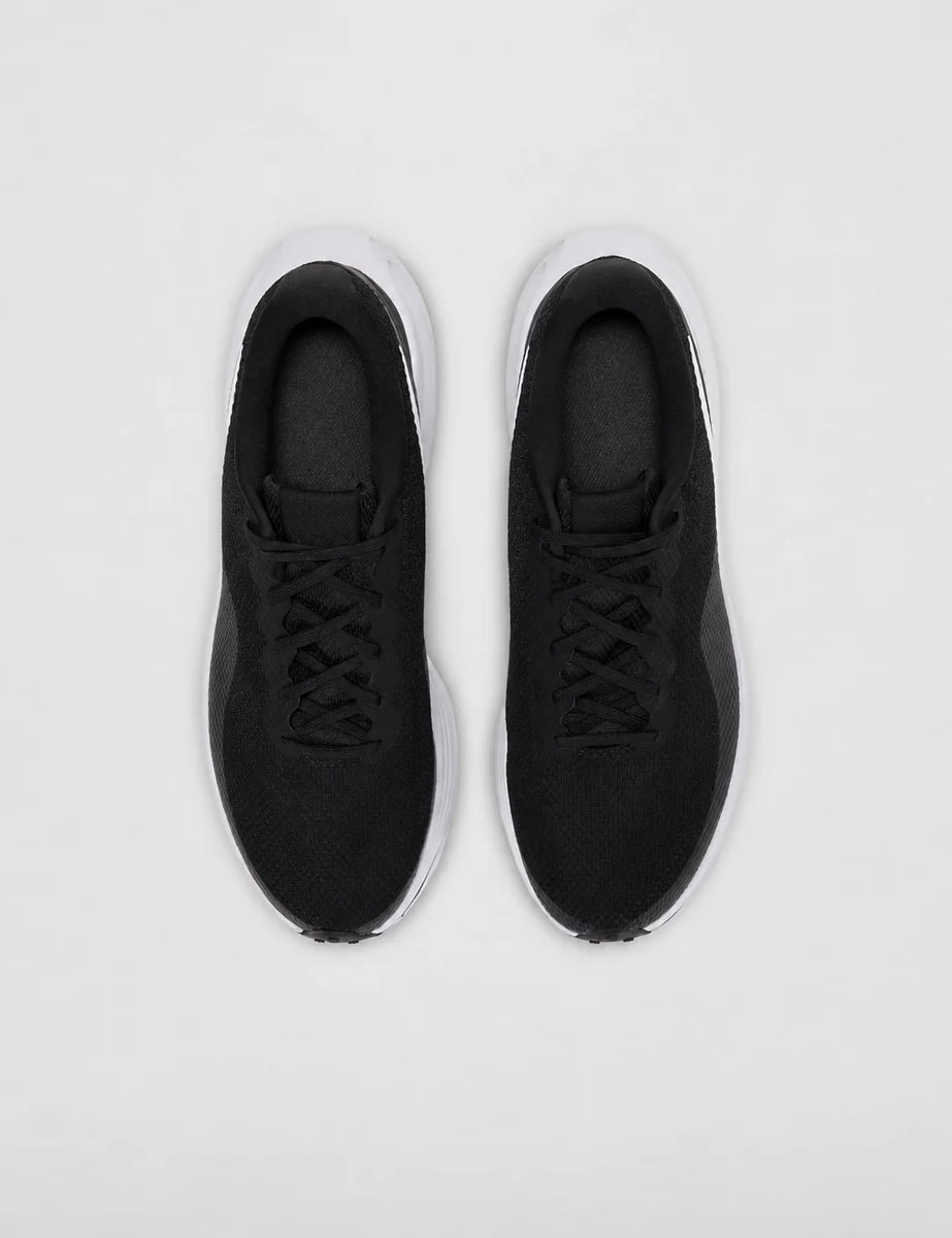 Men's Mesh Lace-Up Trainers in Black White Black, view 5.