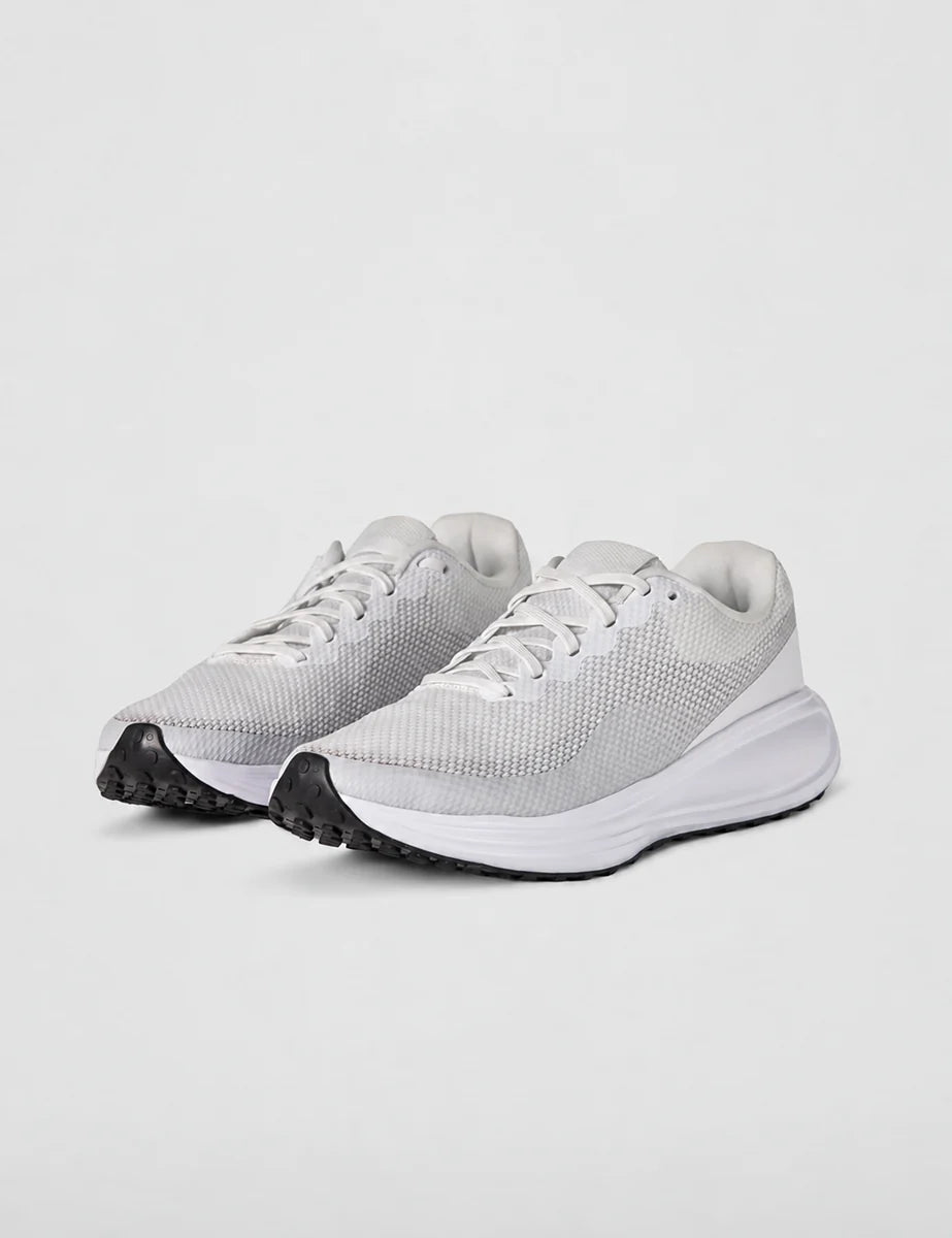 Men's Mesh Lace-Up Trainers in White Black Pure Platinum, view 6.