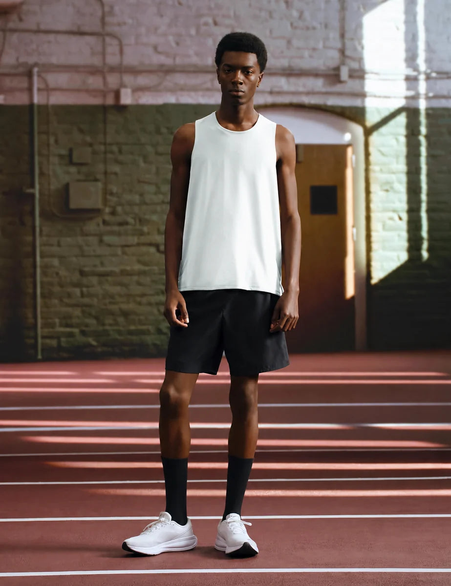Men's Mesh Lace-Up Trainers in White Black Pure Platinum, view 3.