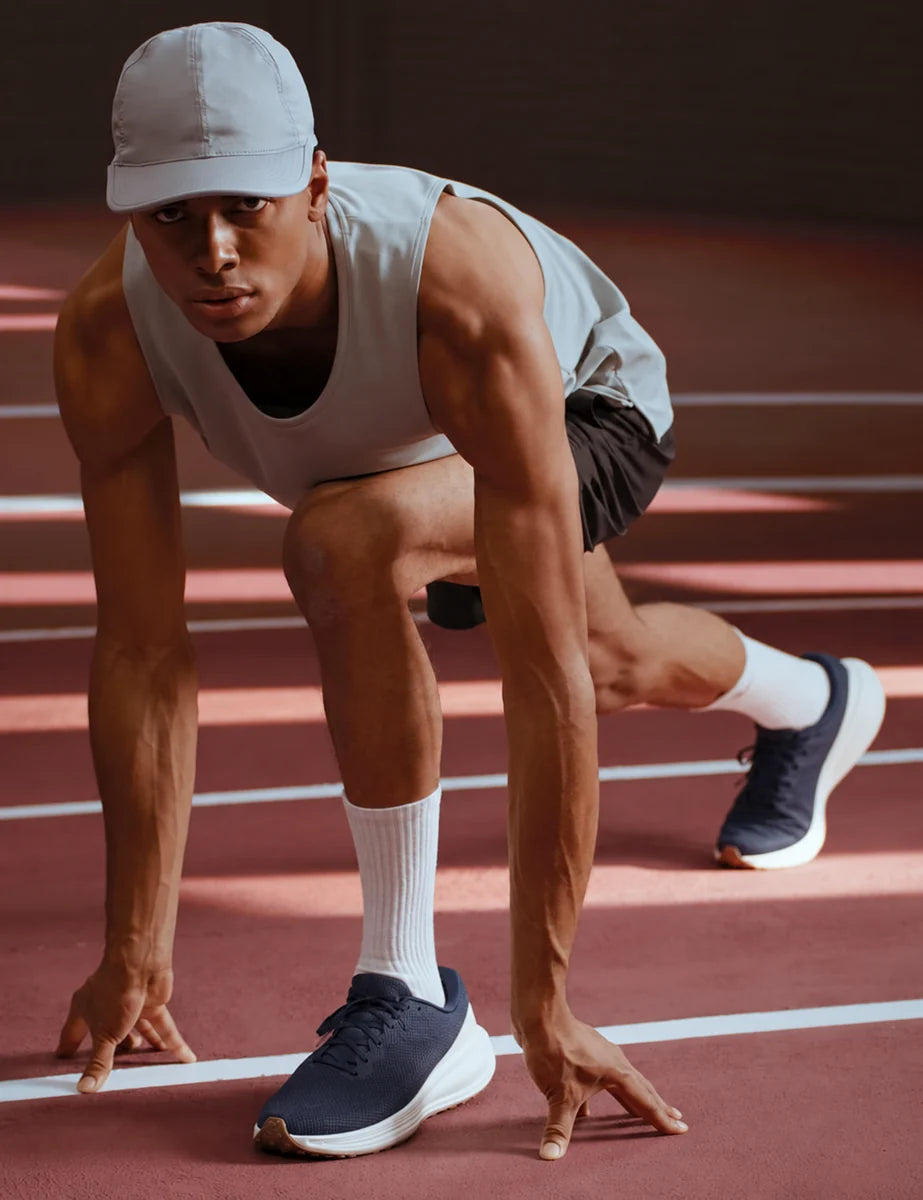 Men's Mesh Lace-Up Trainers in Midnight Navy Sail Gum, view 2.