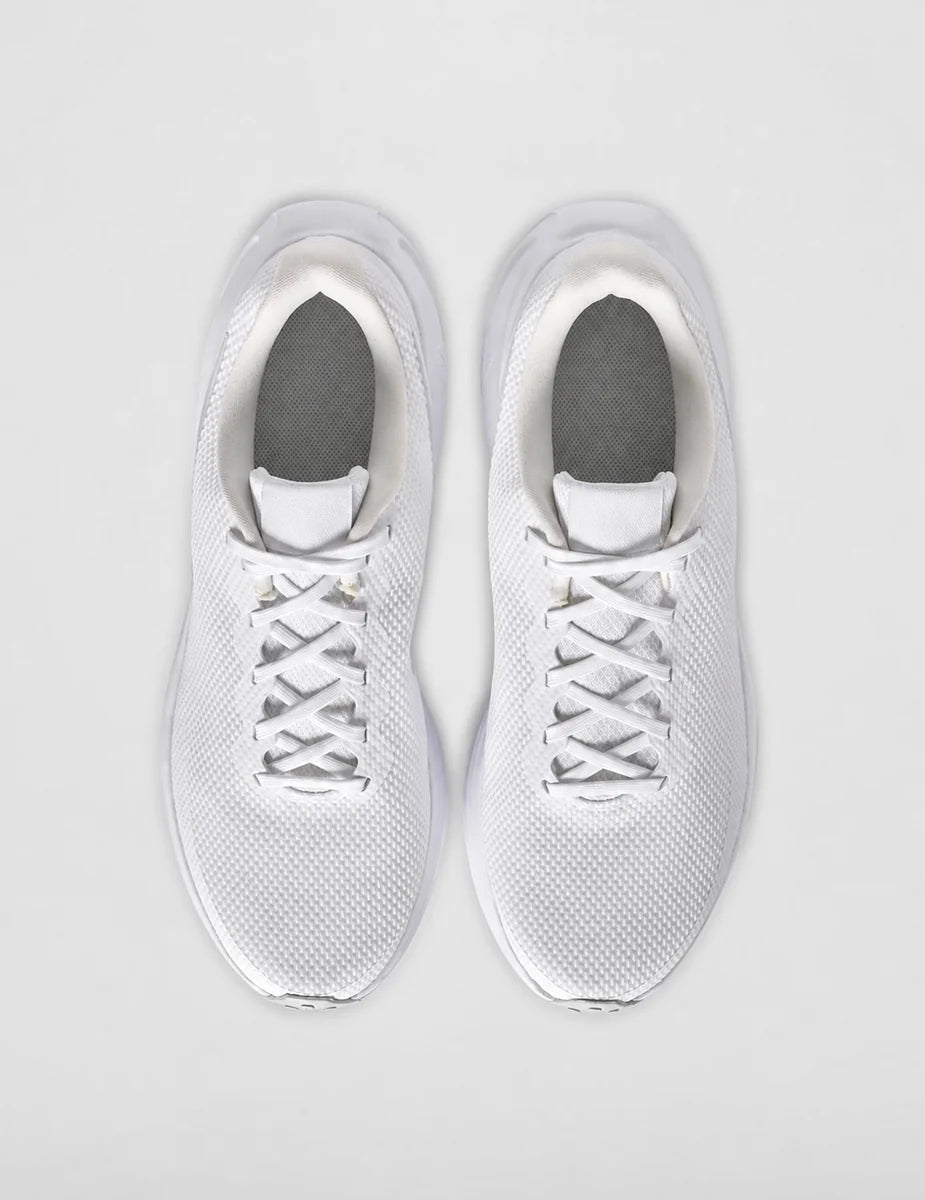 Men's Mesh Lace-Up Trainers in White Pure Platinum, view 5.