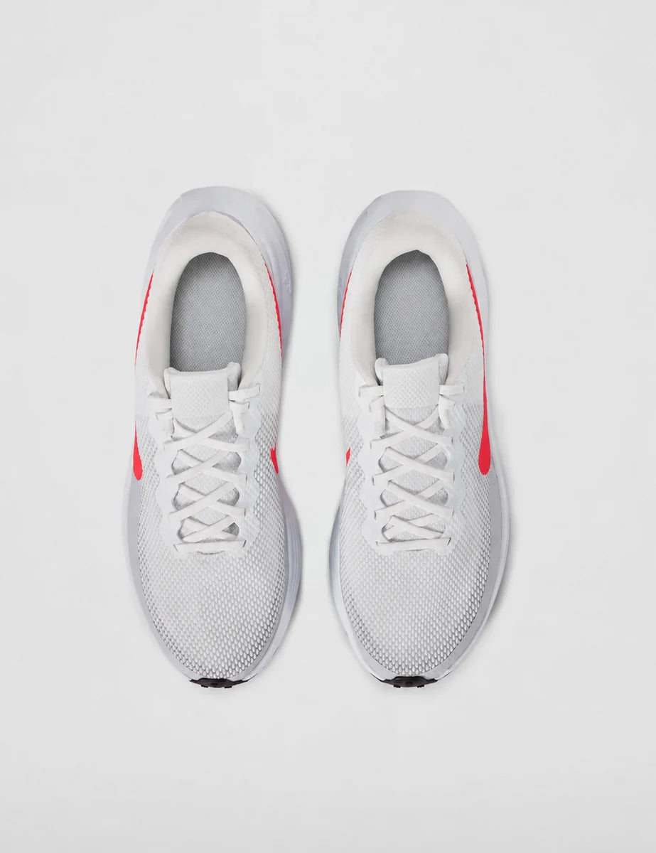 Men's Mesh Lace-Up Trainers in White Bright Crimson, view 5.