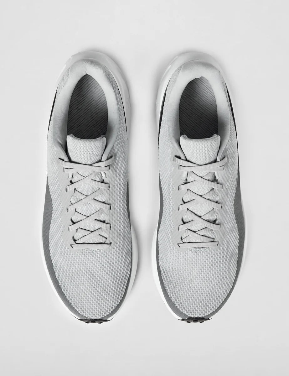 Men's Mesh Lace-Up Trainers in Lt Smoke Grey Black, view 5.