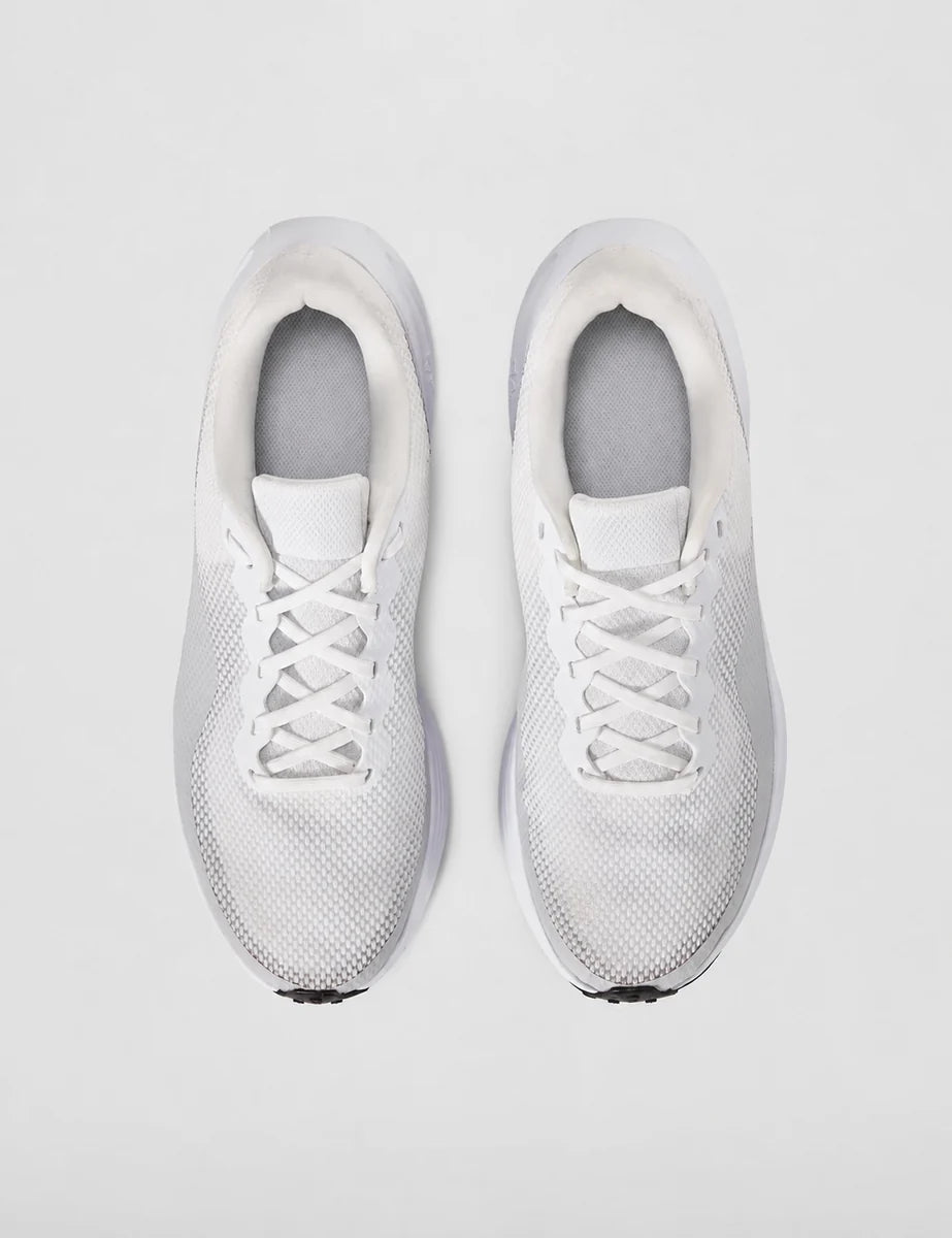 Men's Mesh Lace-Up Trainers in White Black Pure Platinum, view 5.