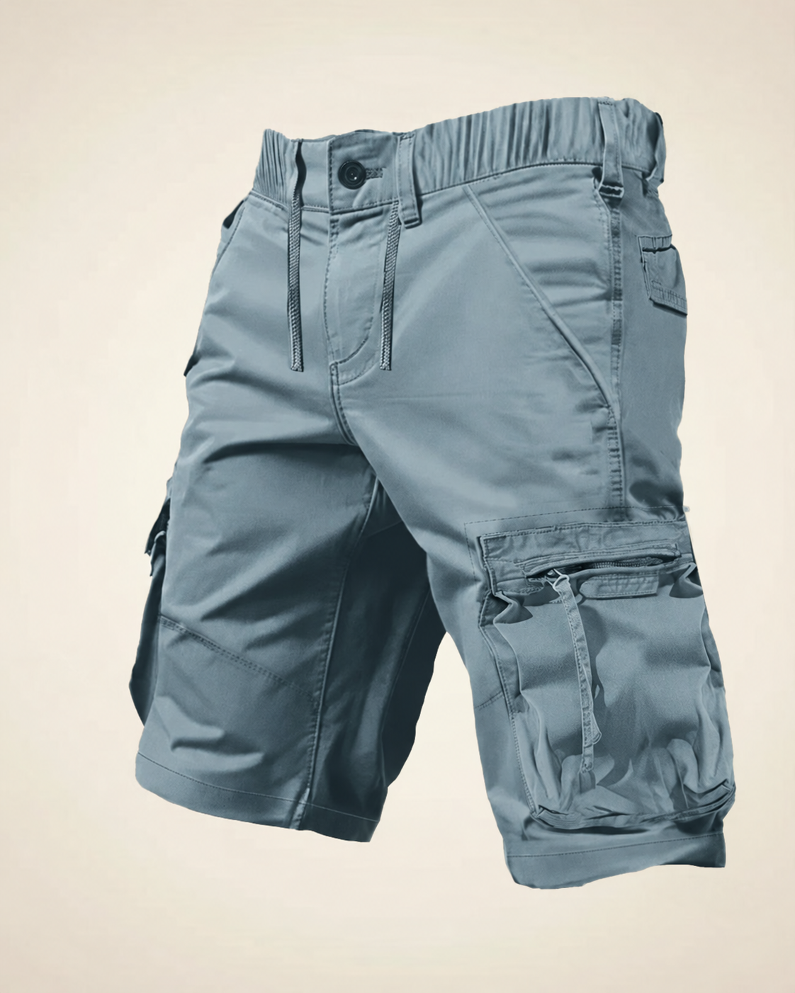 Explorer Cargo Shorts in light blue, product view.