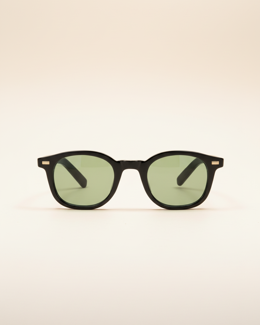 Classic Frame Sunglasses in green, front view.