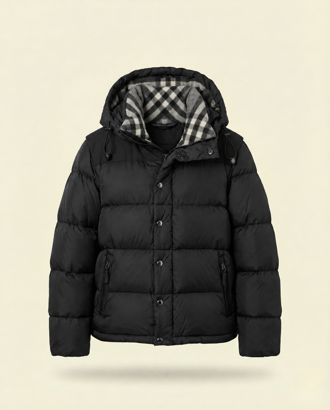London Core Puffer Jacket in black, product view.