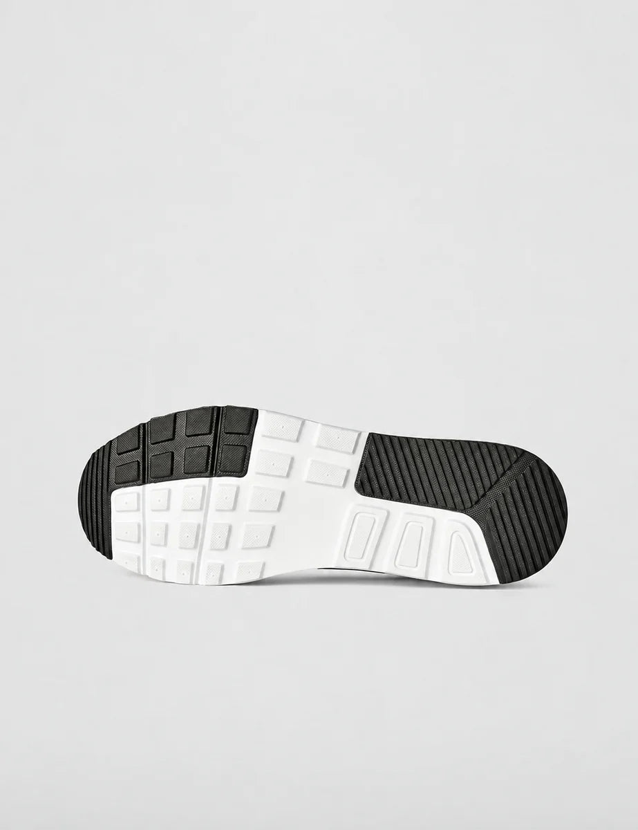 Men's Retro Panel Trainers in White Black White, view 4.