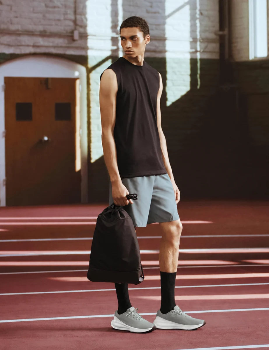 Men's Mesh Lace-Up Trainers in Light Army Black Jade, view 3.