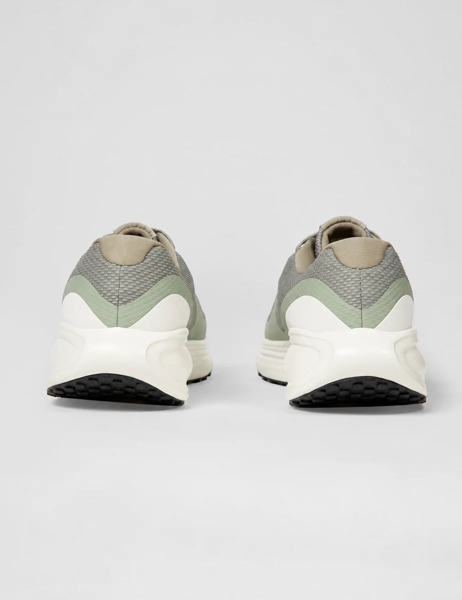Men's Mesh Lace-Up Trainers in Light Army Black Jade, view 7.