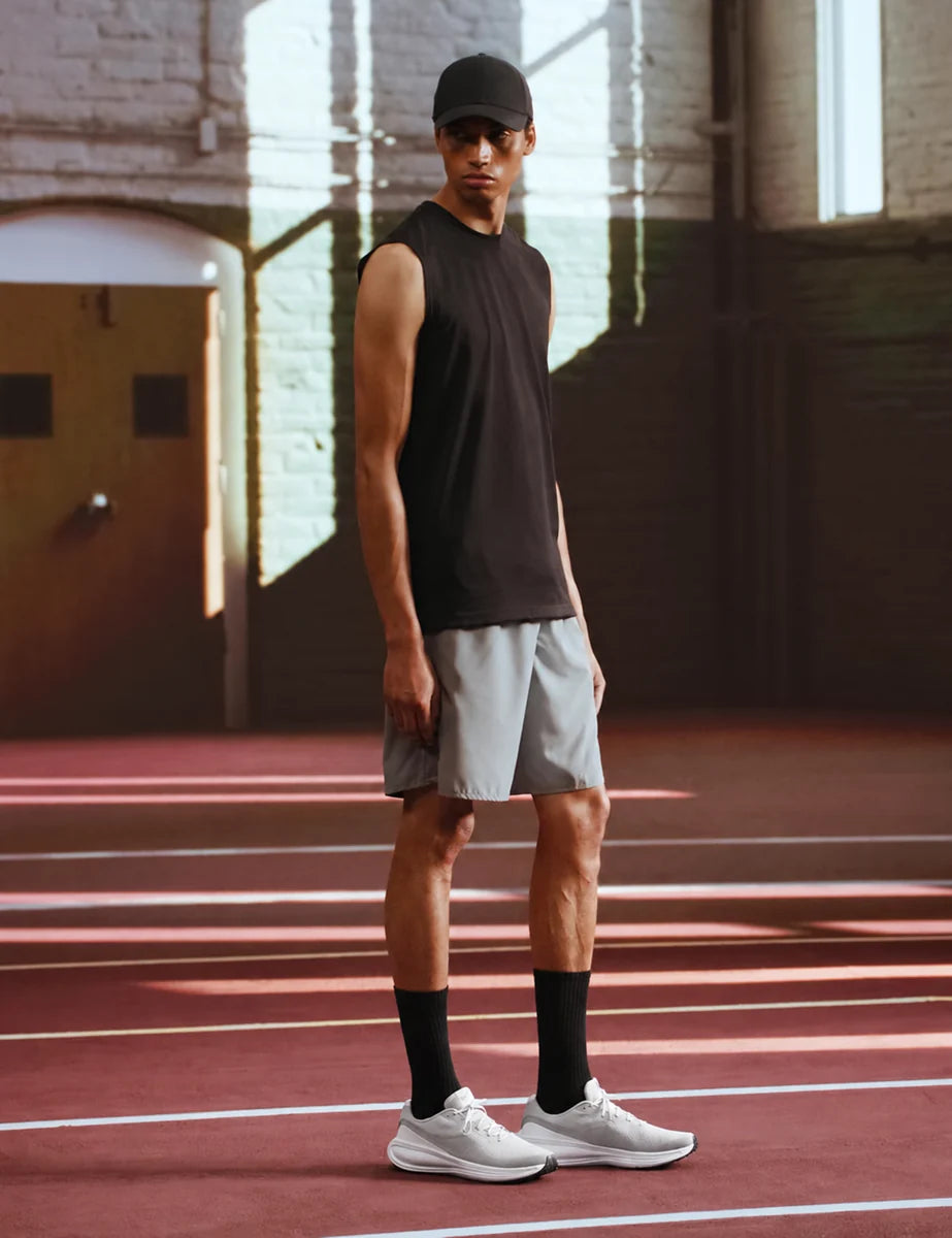 Men's Mesh Lace-Up Trainers in Lt Smoke Grey Black, view 3.