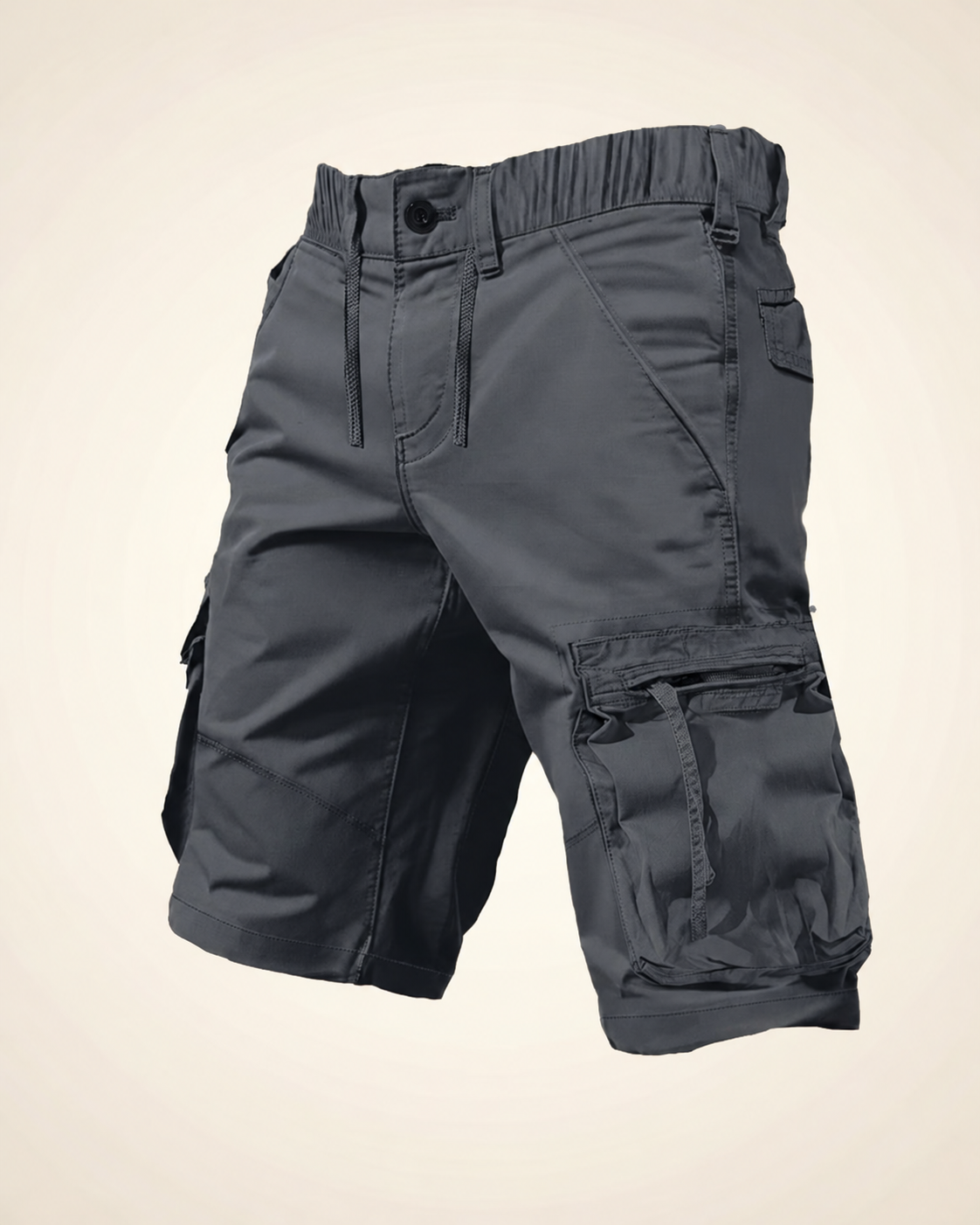 Explorer Cargo Shorts in dark grey, product view.