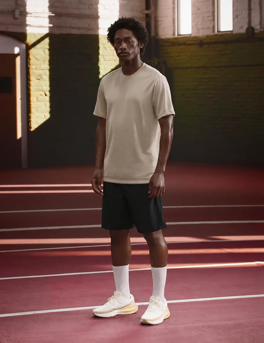 Men's Mesh Lace-Up Trainers in Pale Ivory Sail Sanddrift, view 3.