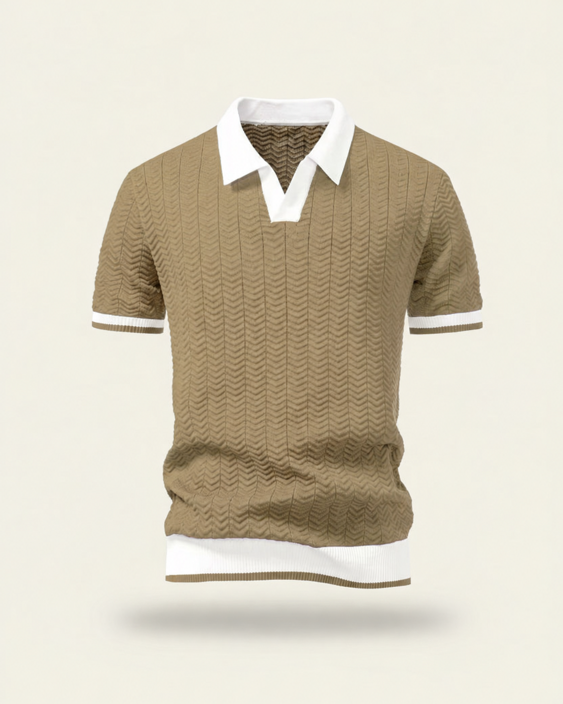Heritage Court Polo in beige, product view.